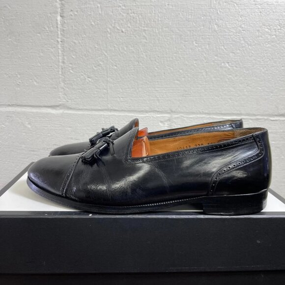 Salvatore Ferragamo Tassel Loafer Cap Toe Black Leather Dress Shoes Mens 10.5 EE - Picture 4 of 11